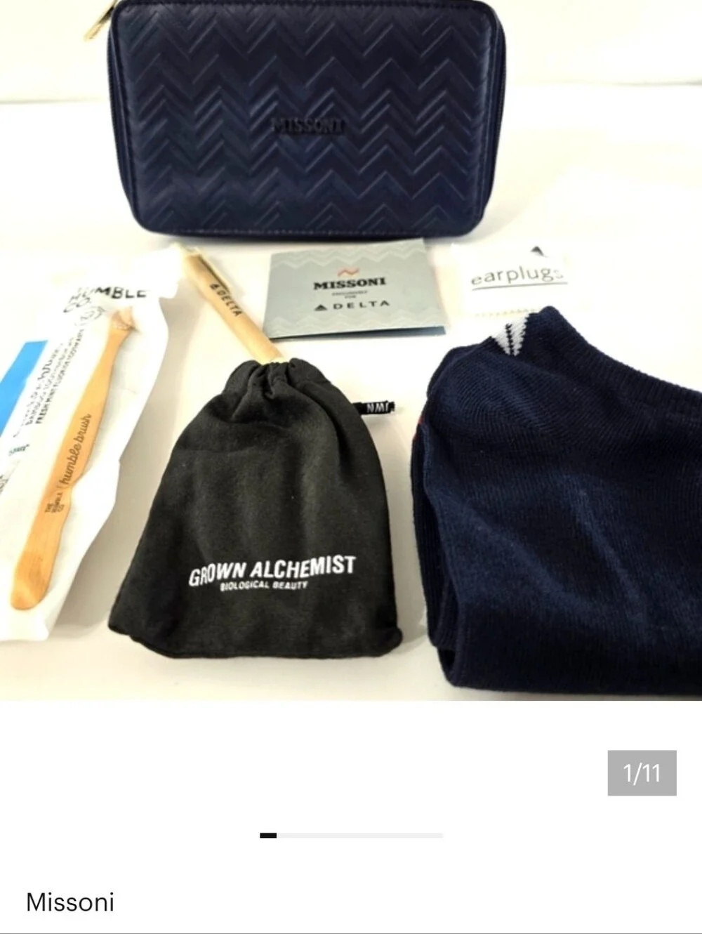 Missoni x Delta Faux Leather Vanity Cosmetic Toiletry Beauty Pouch Bag Bundle